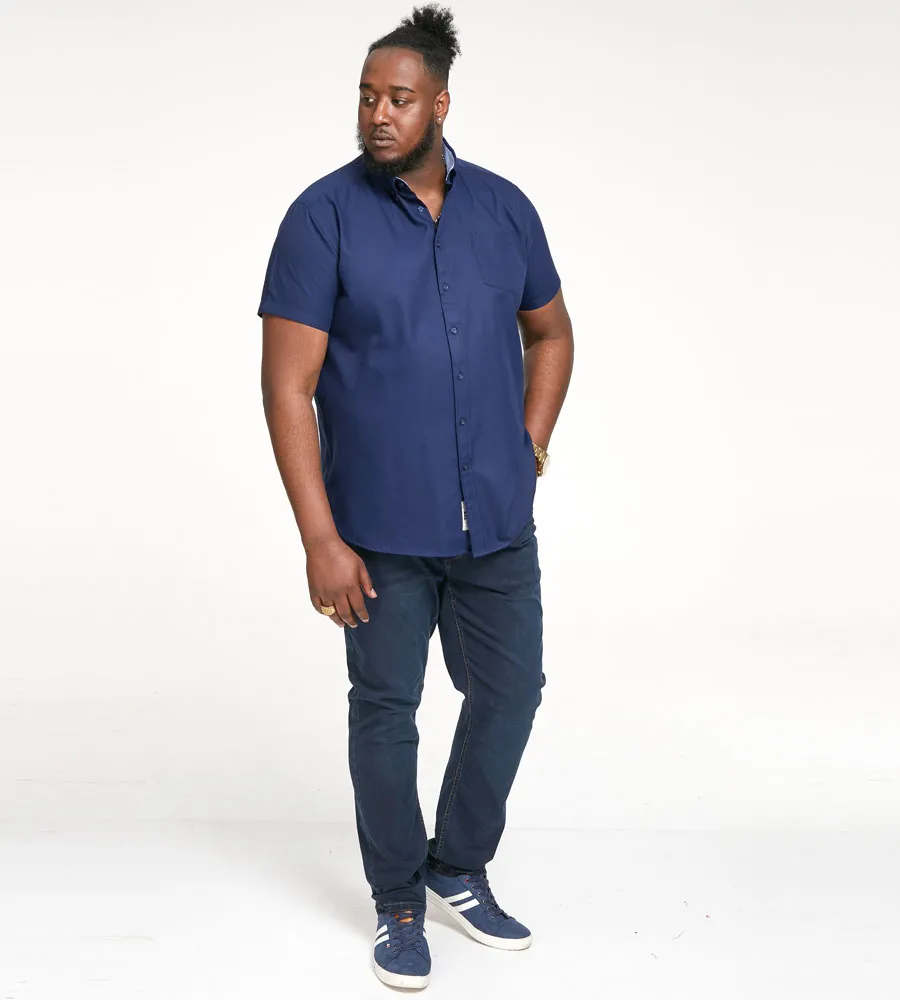 D555 Big Mens Navy Oxford Short Sleeve Shirt (JAMES NAVY)