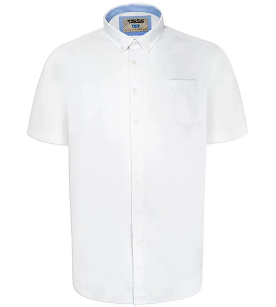 D555 Big Mens White Oxford Short Sleeve Shirt (JAMES WHITE)