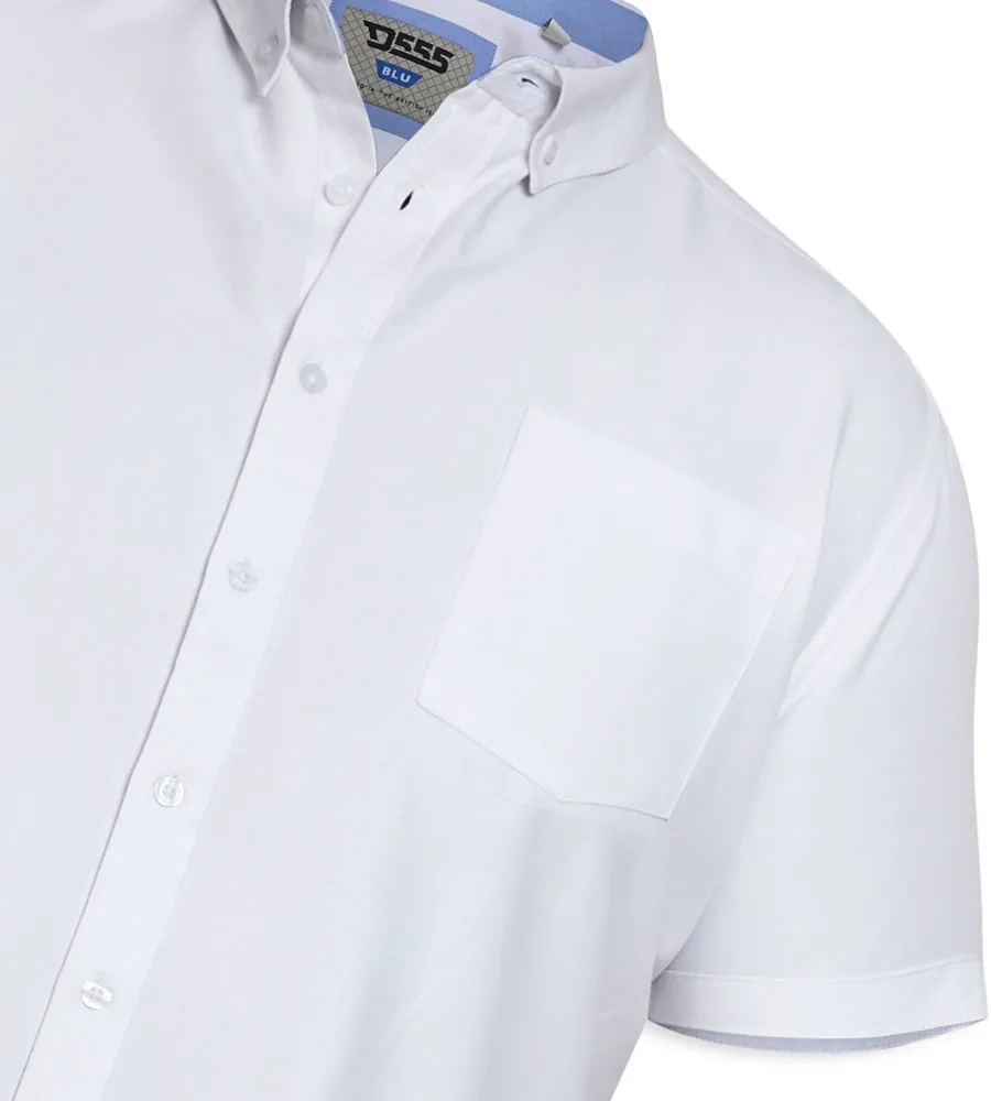 D555 Big Mens White Oxford Short Sleeve Shirt (JAMES WHITE)