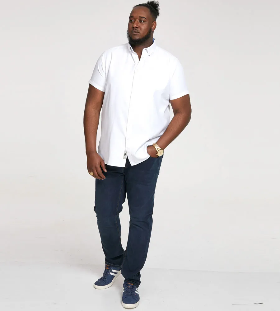 D555 Big Mens White Oxford Short Sleeve Shirt (JAMES WHITE)