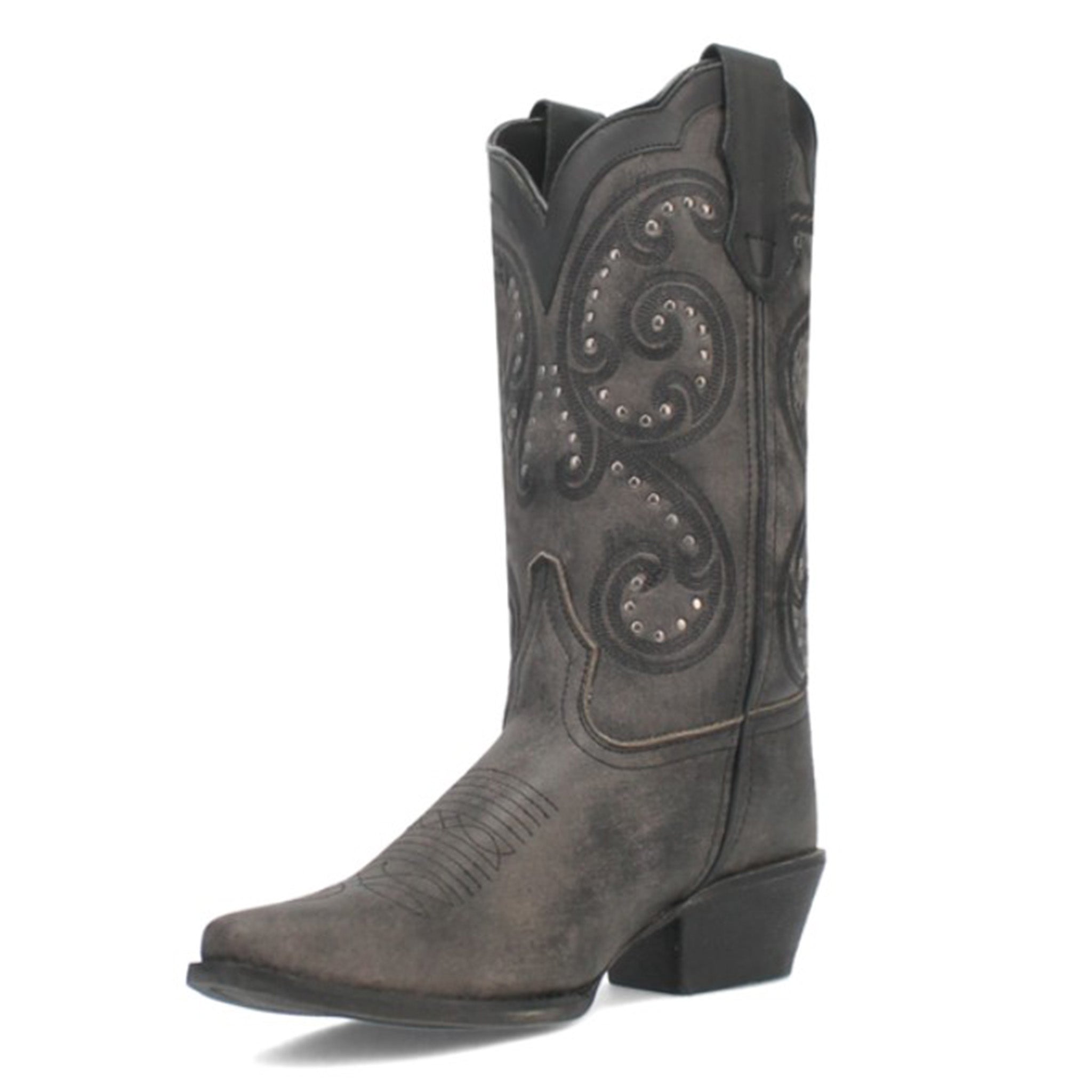 Dan Post Women's Grey Studded Scrolled Western Boots