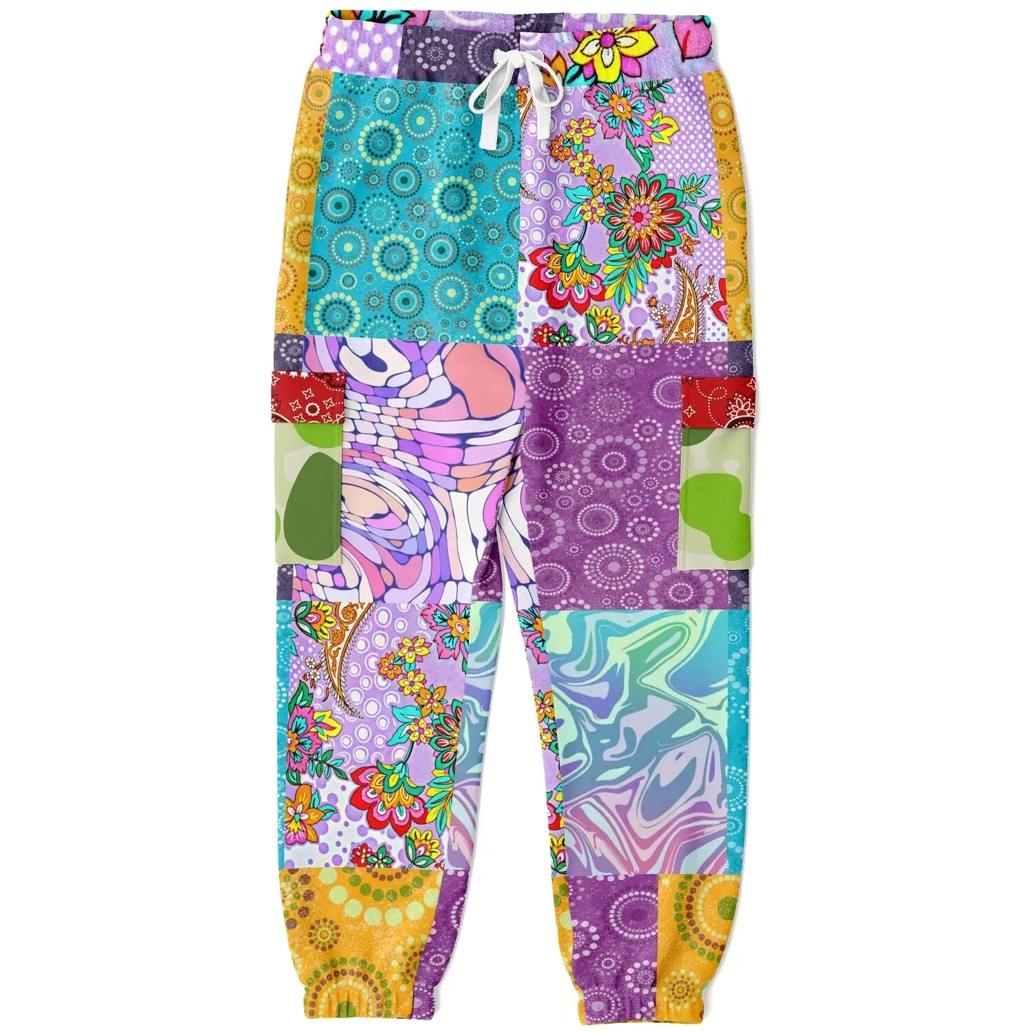 Delirium Hippie Patchwork Solar Flare Unisex Eco-Poly Cargo Joggers