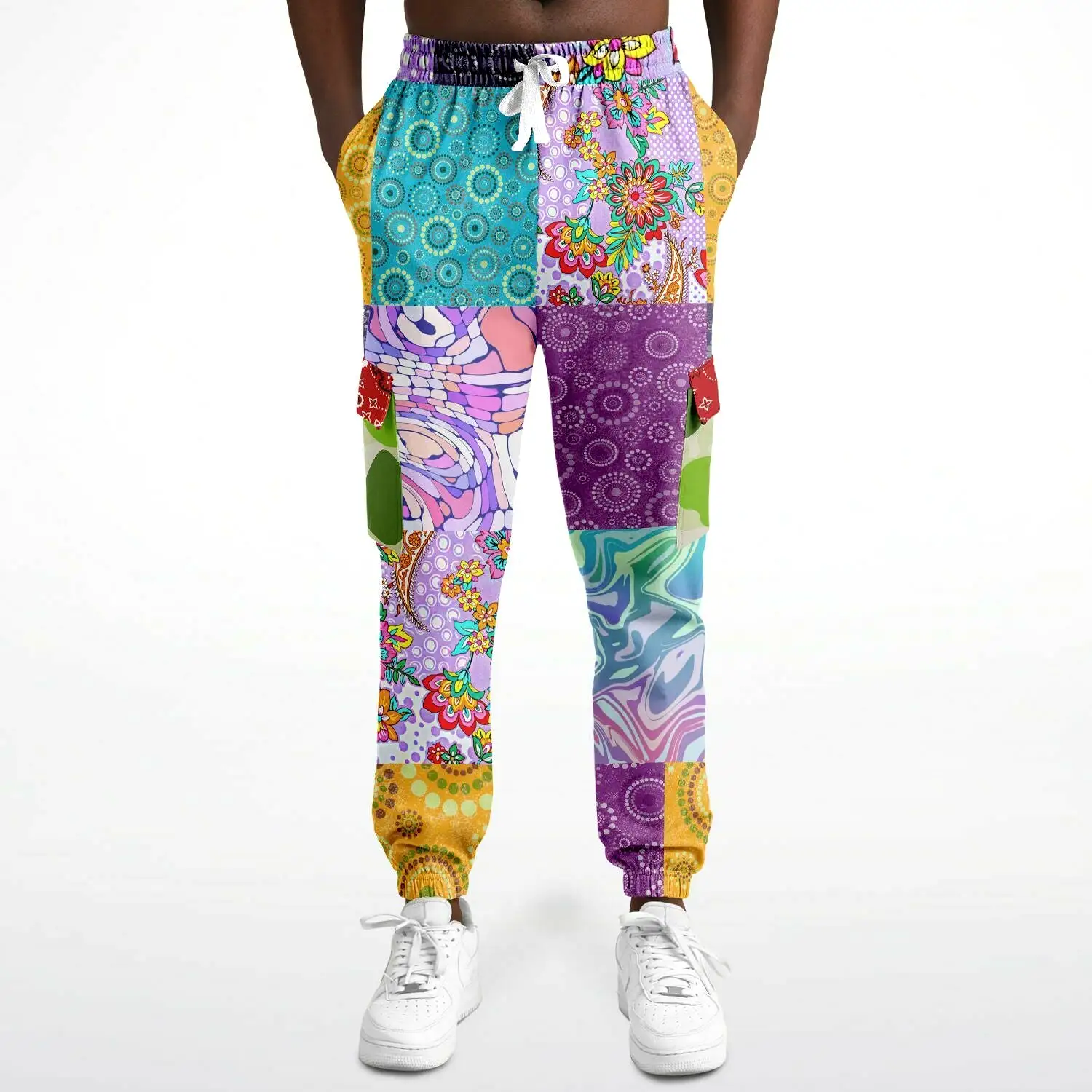 Delirium Hippie Patchwork Solar Flare Unisex Eco-Poly Cargo Joggers