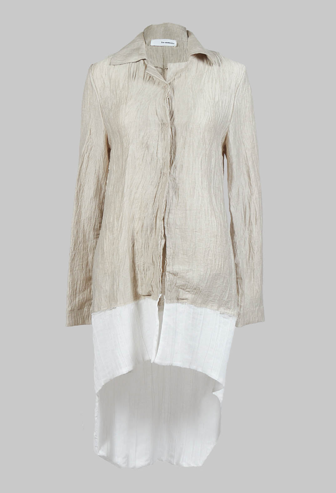 Deva Coat with Contrasting Fabric in Beige