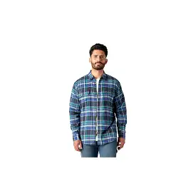 Dickies Flannel Button Down Shirt Navy Blue Multi Plaid