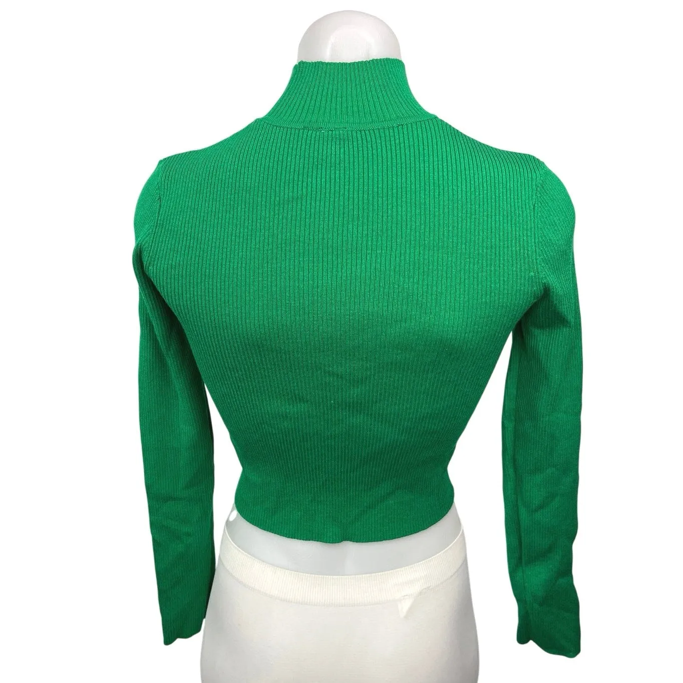 Divided by H&M Green Ribbed Knit Turtleneck Cropped Pullover Sweater Top Size S