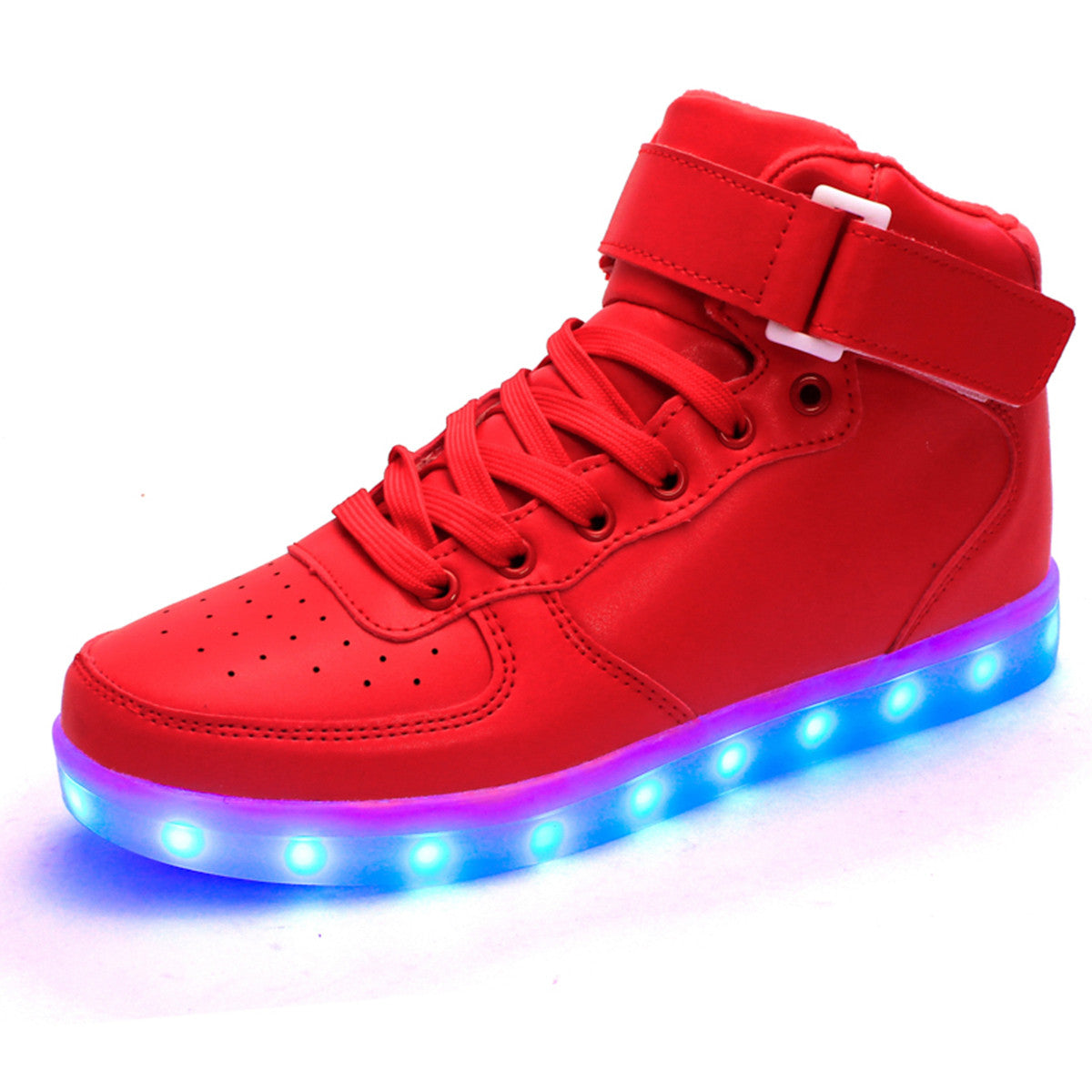 DoGeek Unisex Men/Women High Top LED Light up Shoes, Red, (Size 35 EU-46 EU, Choose Half Size Up)