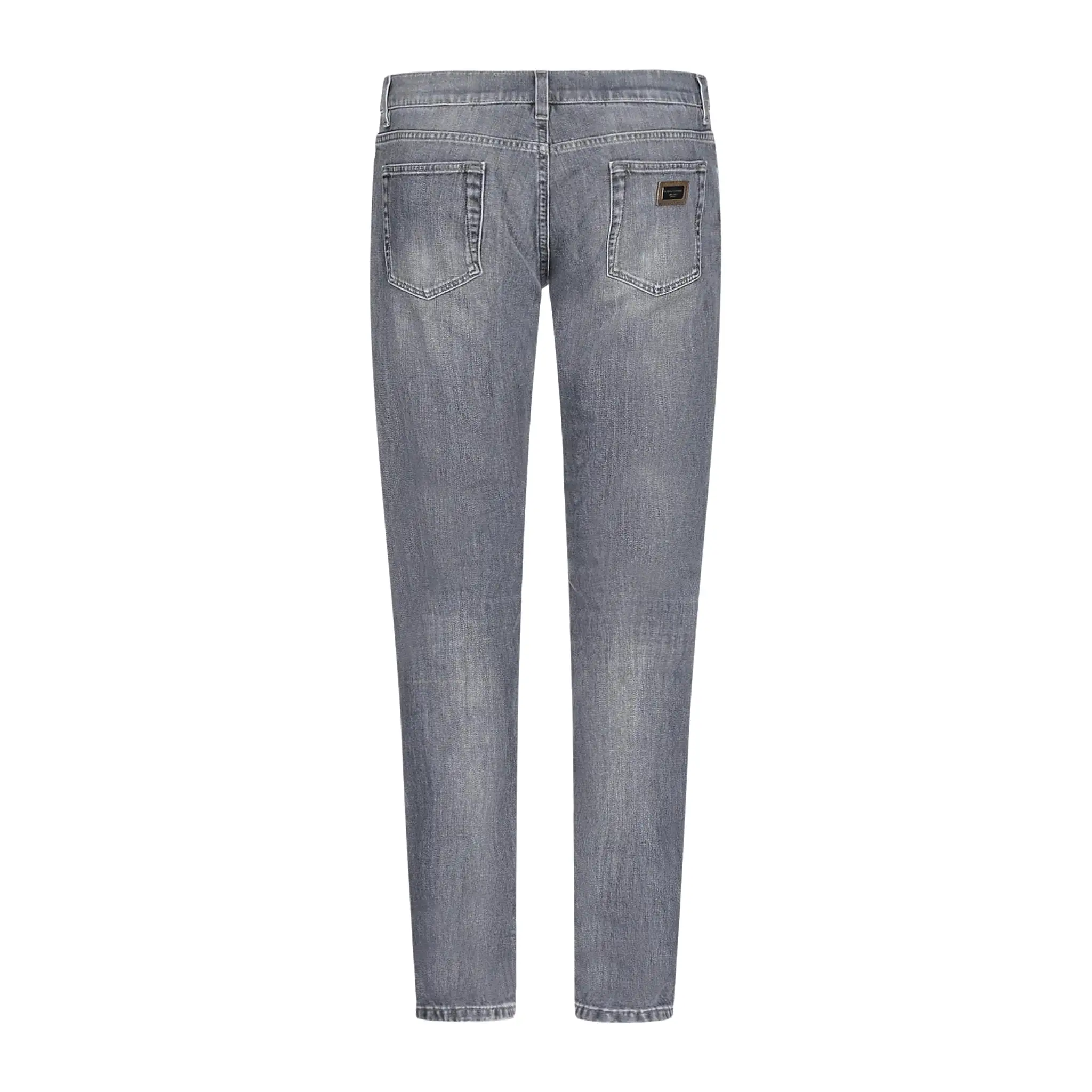 DOLCE & GABANNA 'Milano' Metal Plaque Skinny Light Grey Jeans