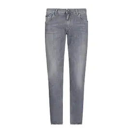 DOLCE & GABANNA 'Milano' Metal Plaque Skinny Light Grey Jeans