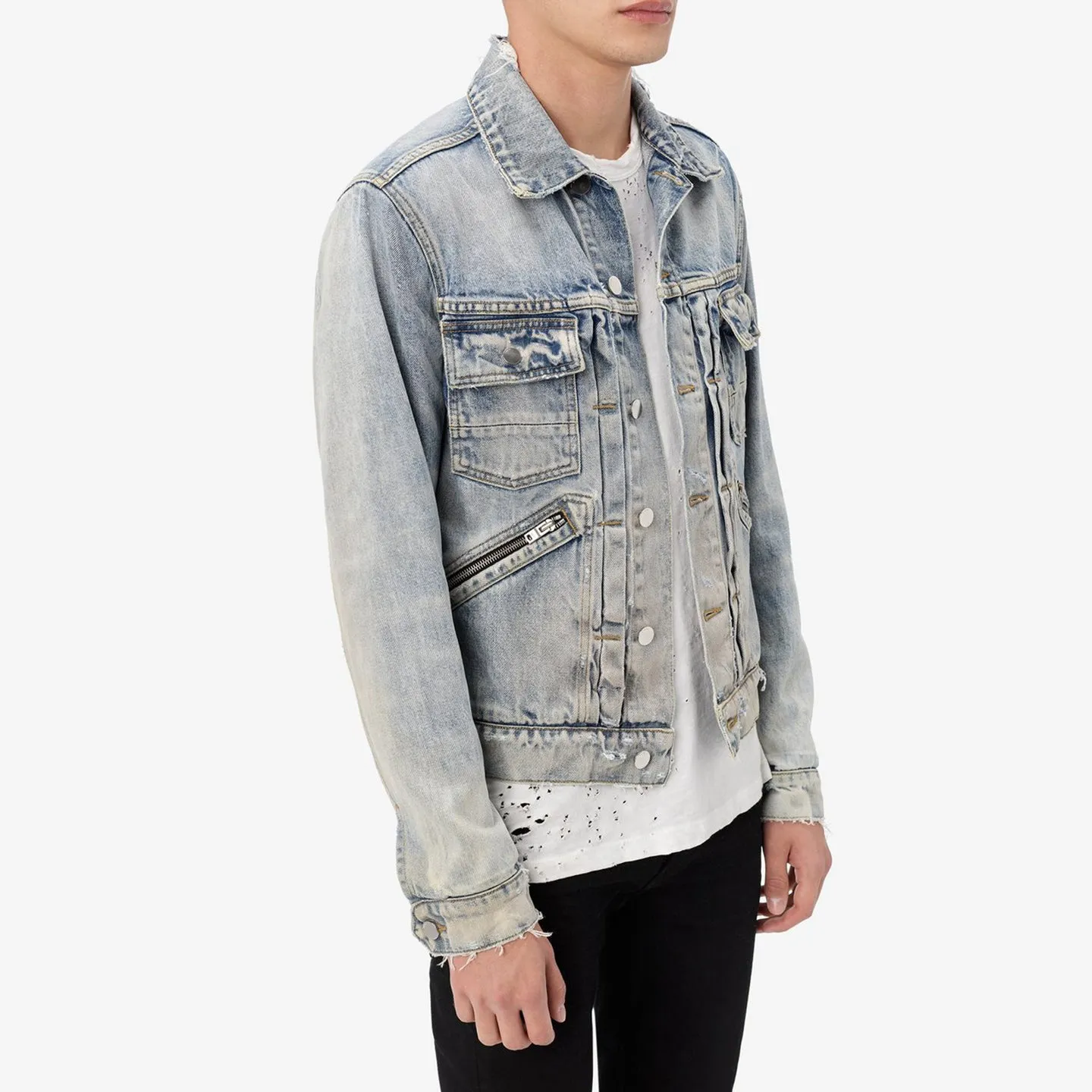 DOUBLE SLANT DENIM JACKET