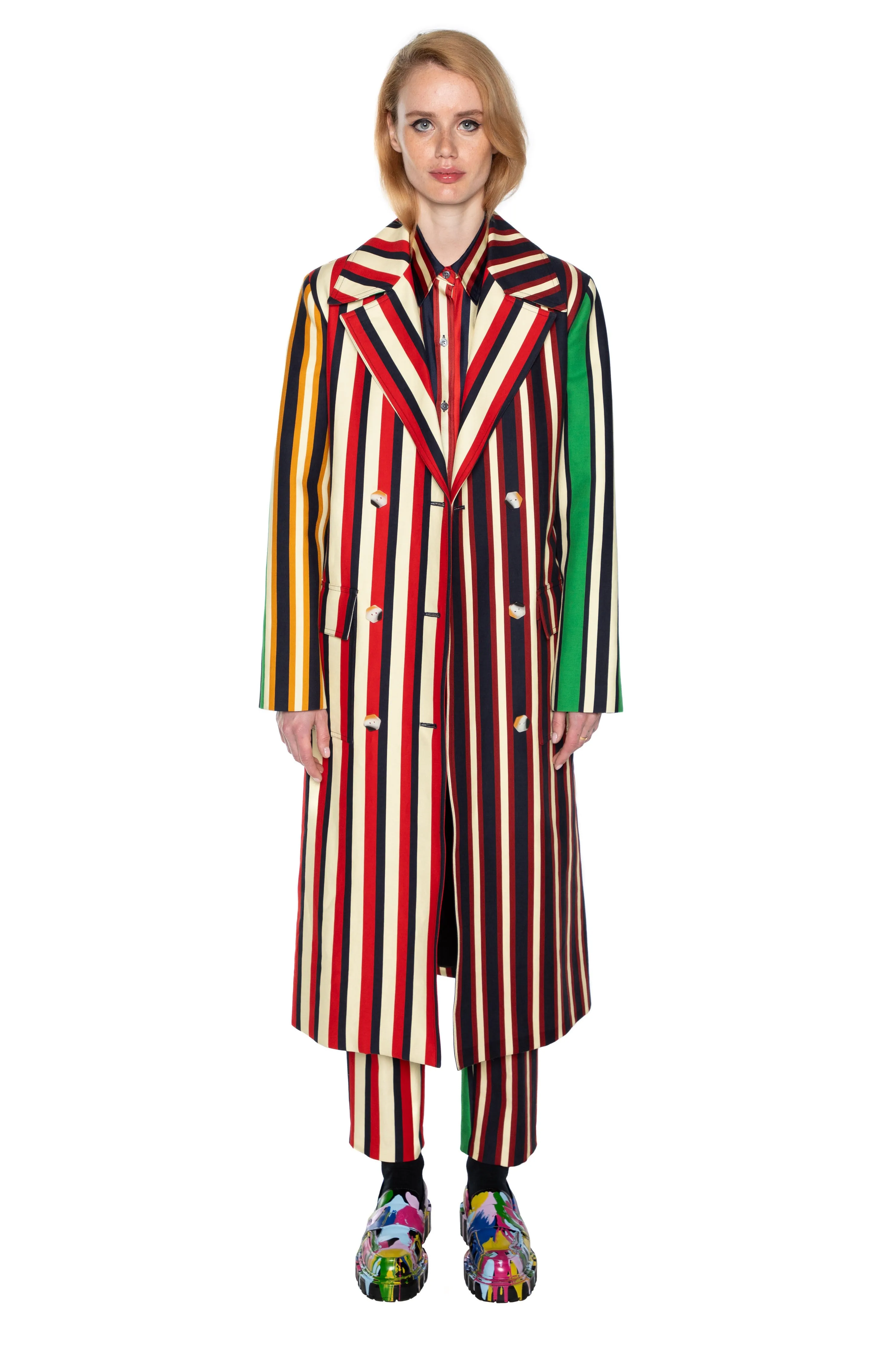 'ETON STRIPE' LONG TRENCH COAT