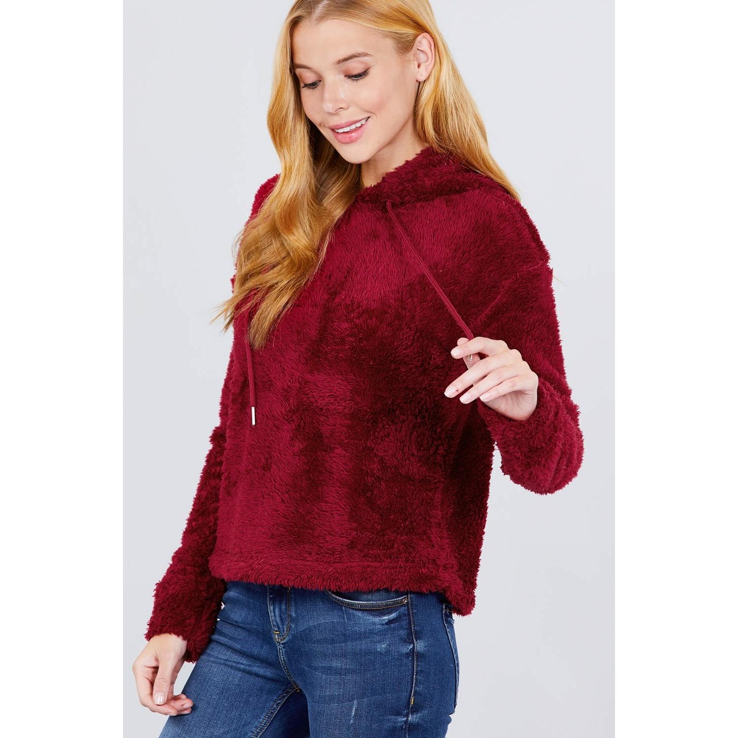 Faux fur fluffy hoodie top