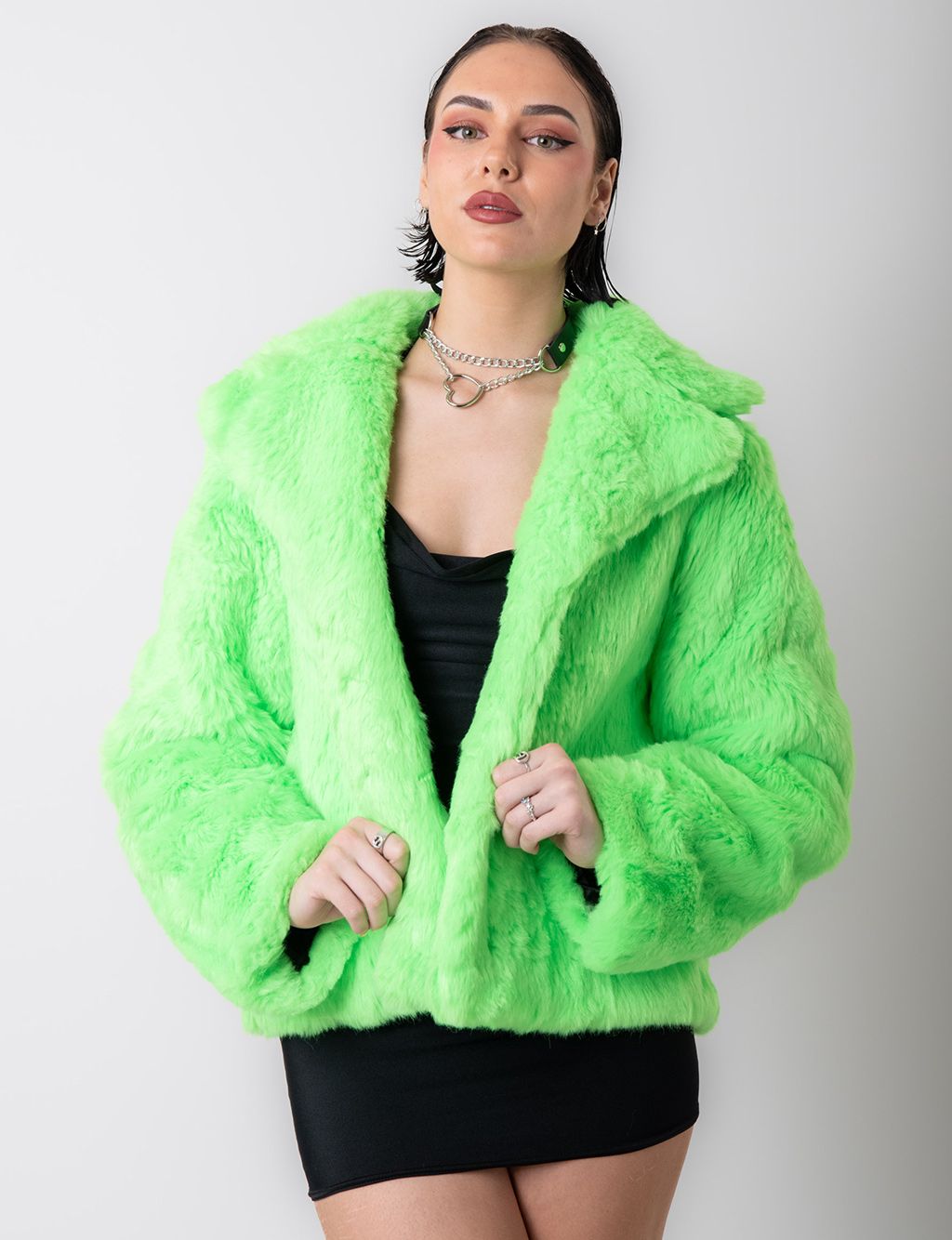 GREEN MACHINE FAUX FUR JACKET - CROP LENGTH  MADE 4 U 