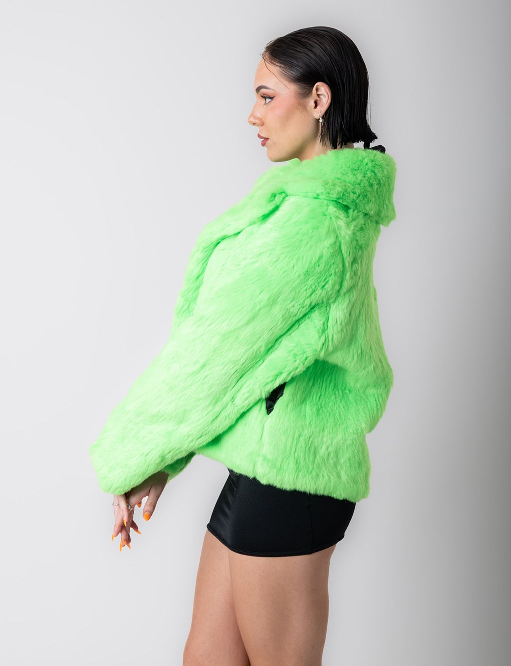 GREEN MACHINE FAUX FUR JACKET - CROP LENGTH  MADE 4 U 