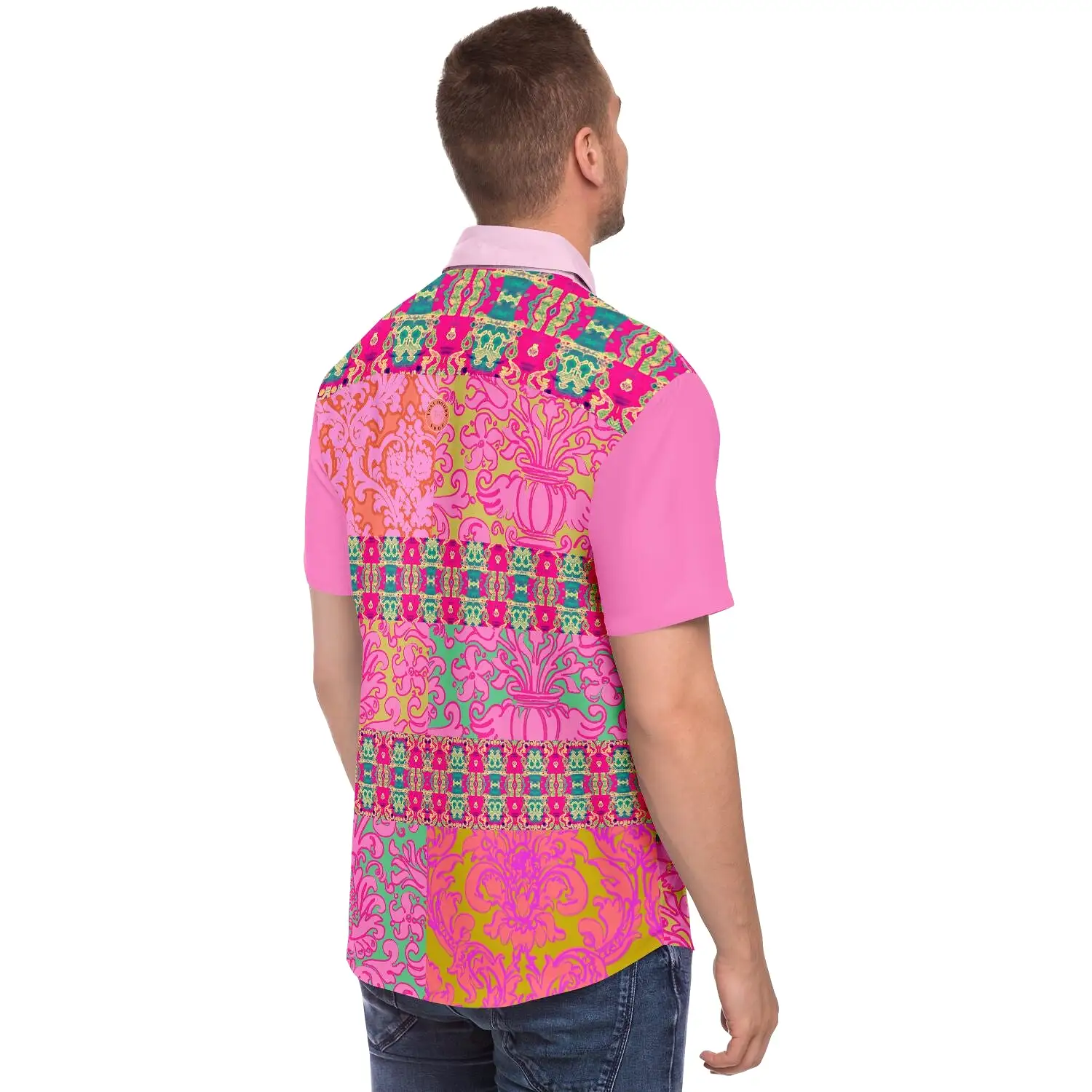 Gypsy Beat Indian Floral Short Sleeve Button Down Shirt