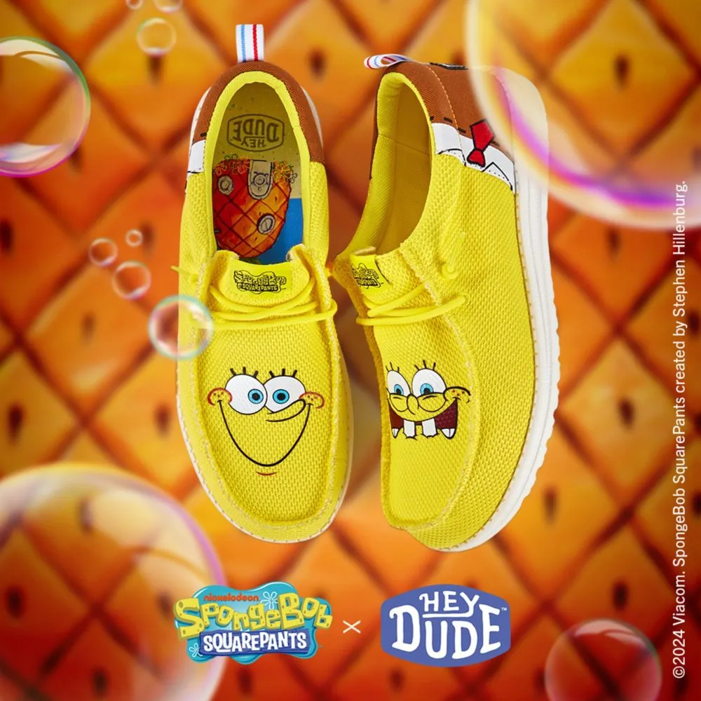 HEYDUDE  WOMENS WENDY FUNK SPONGEBOB SLIP ON SNEAKER