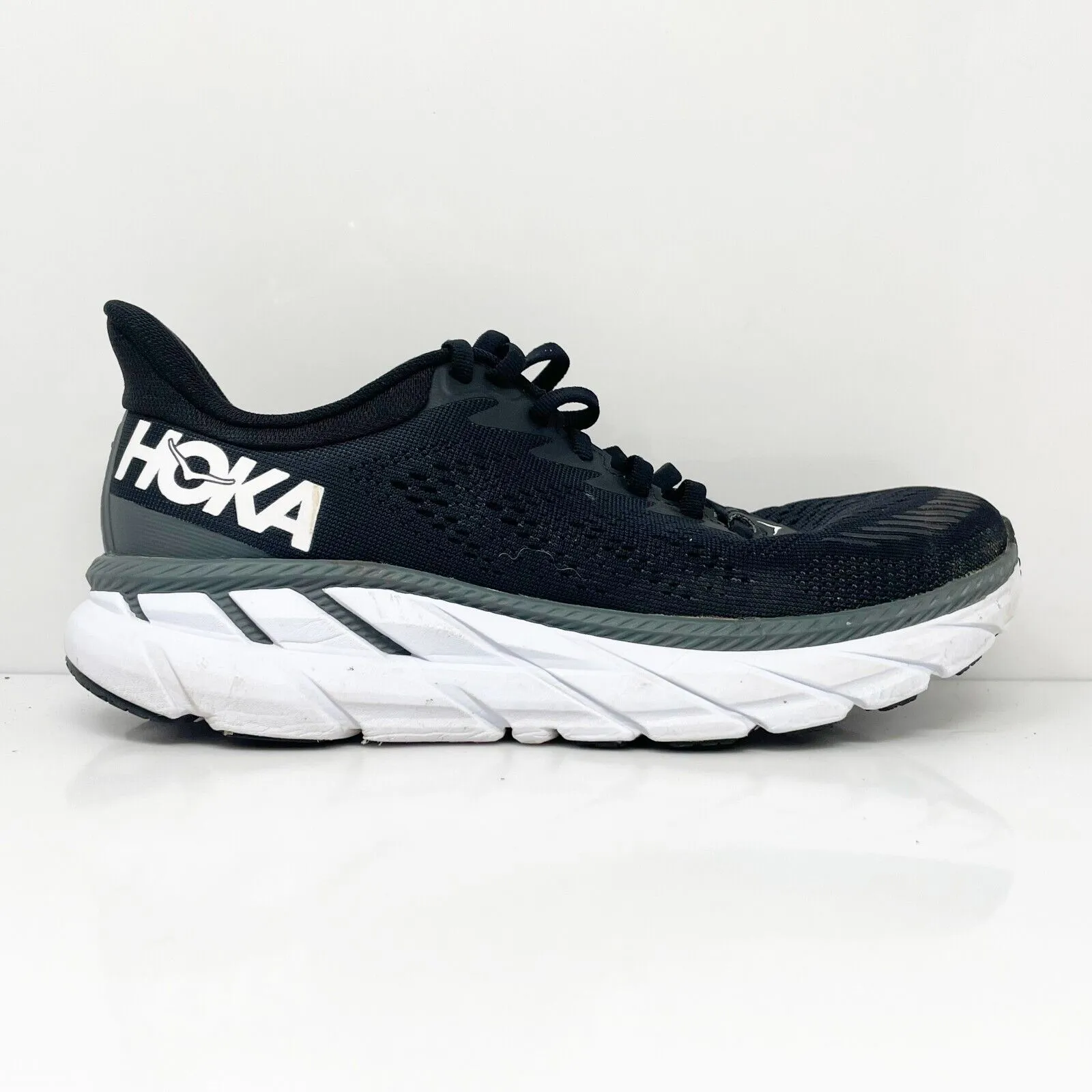 Hoka One One Womens Clifton 7 1110509 BWHT Black Running Shoes Sneakers Size 7