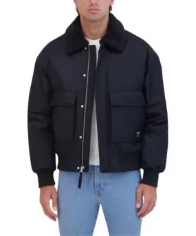 Hudson Jeans Outerwear Hudson Jeans Men's Aviator Jacket With Sherpa Collar And Cargo Pockets