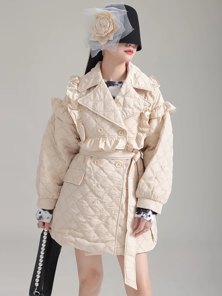 Hunta Ruffle Coat - Cream