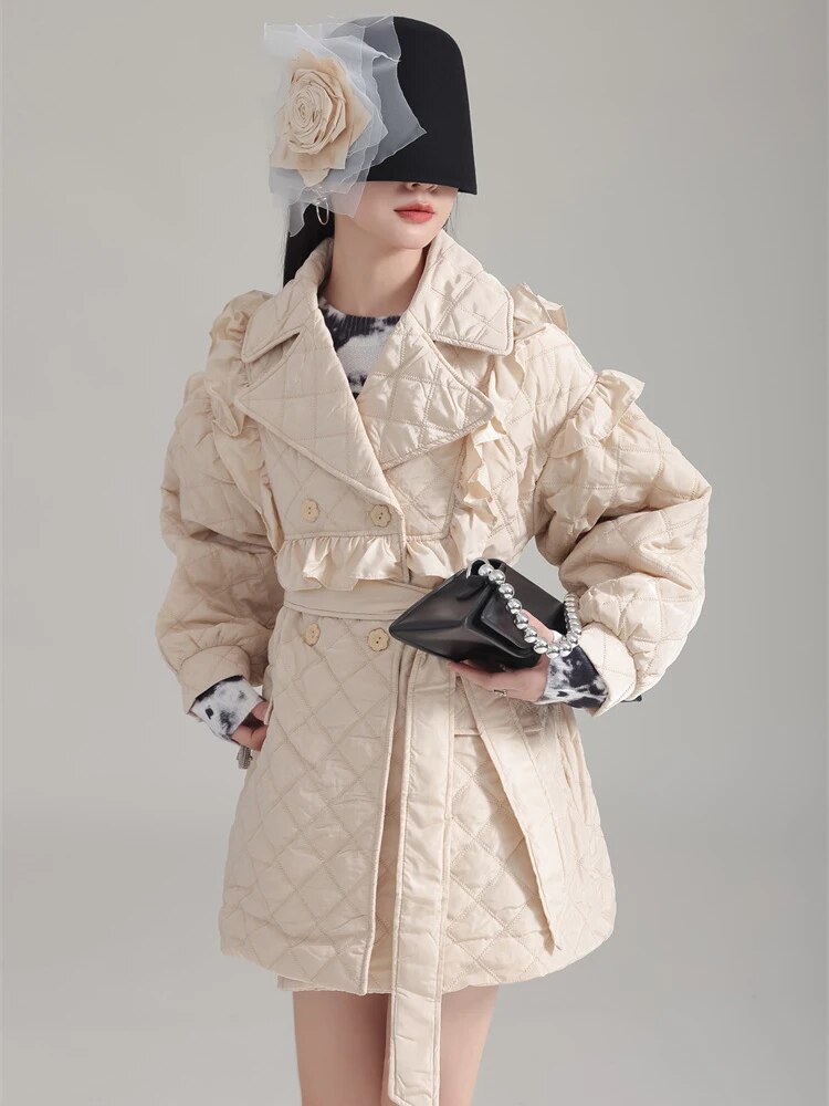 Hunta Ruffle Coat - Cream