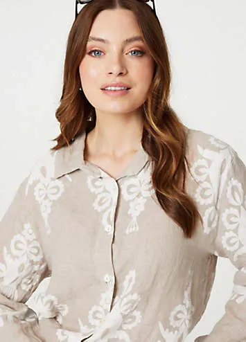 Izabel London Stone Printed Oversized Button Down Shirt | Grattan