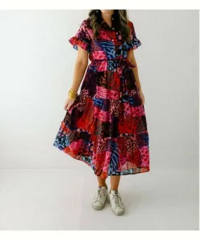 j.marie Jade Button Up Dress In Multicolor