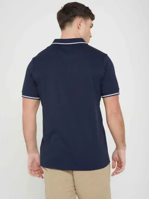 Jon Parka Navy Notch Neck Polo Shirt | Men | George at ASDA