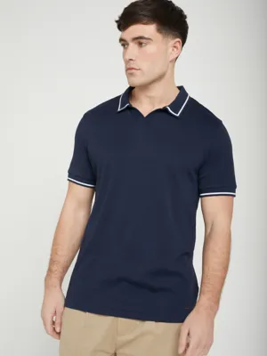 Jon Parka Navy Notch Neck Polo Shirt | Men | George at ASDA