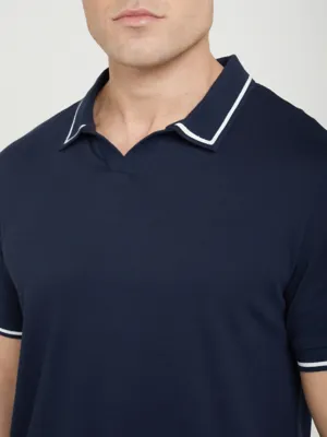 Jon Parka Navy Notch Neck Polo Shirt | Men | George at ASDA