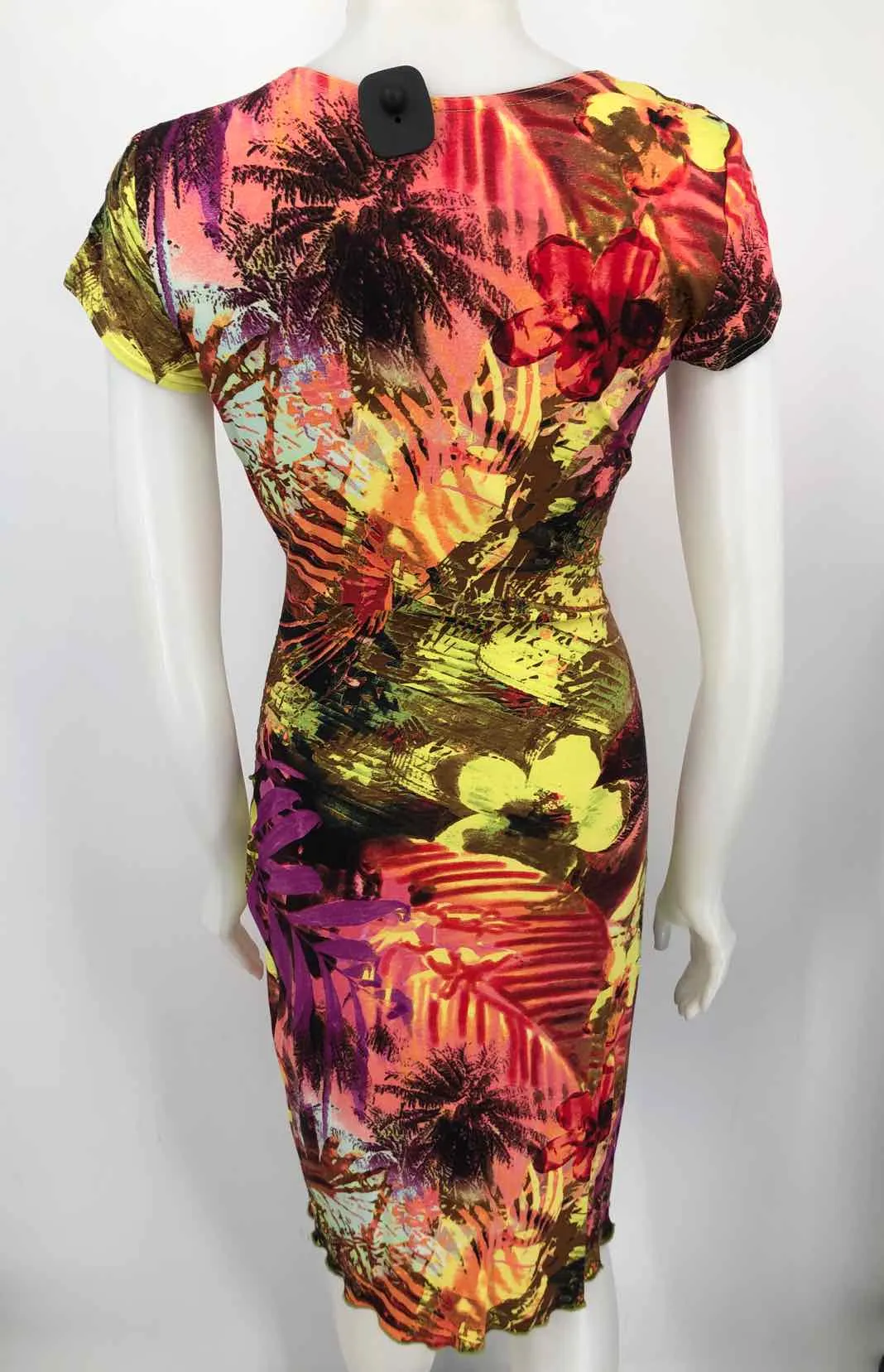 JOSEPH RIBKOFF Pink & Purple Multi-Color Abstract Floral Ruched Dress