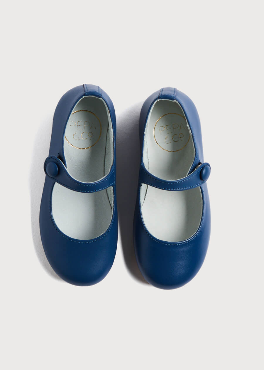 Leather Mary Jane Shoes in Blue (25-34EU)