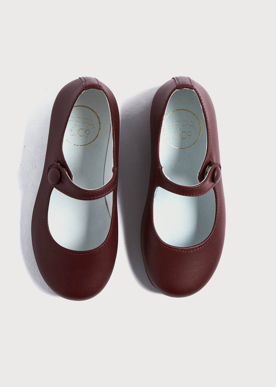 Leather Mary Jane Shoes in Burgundy (24-34EU)