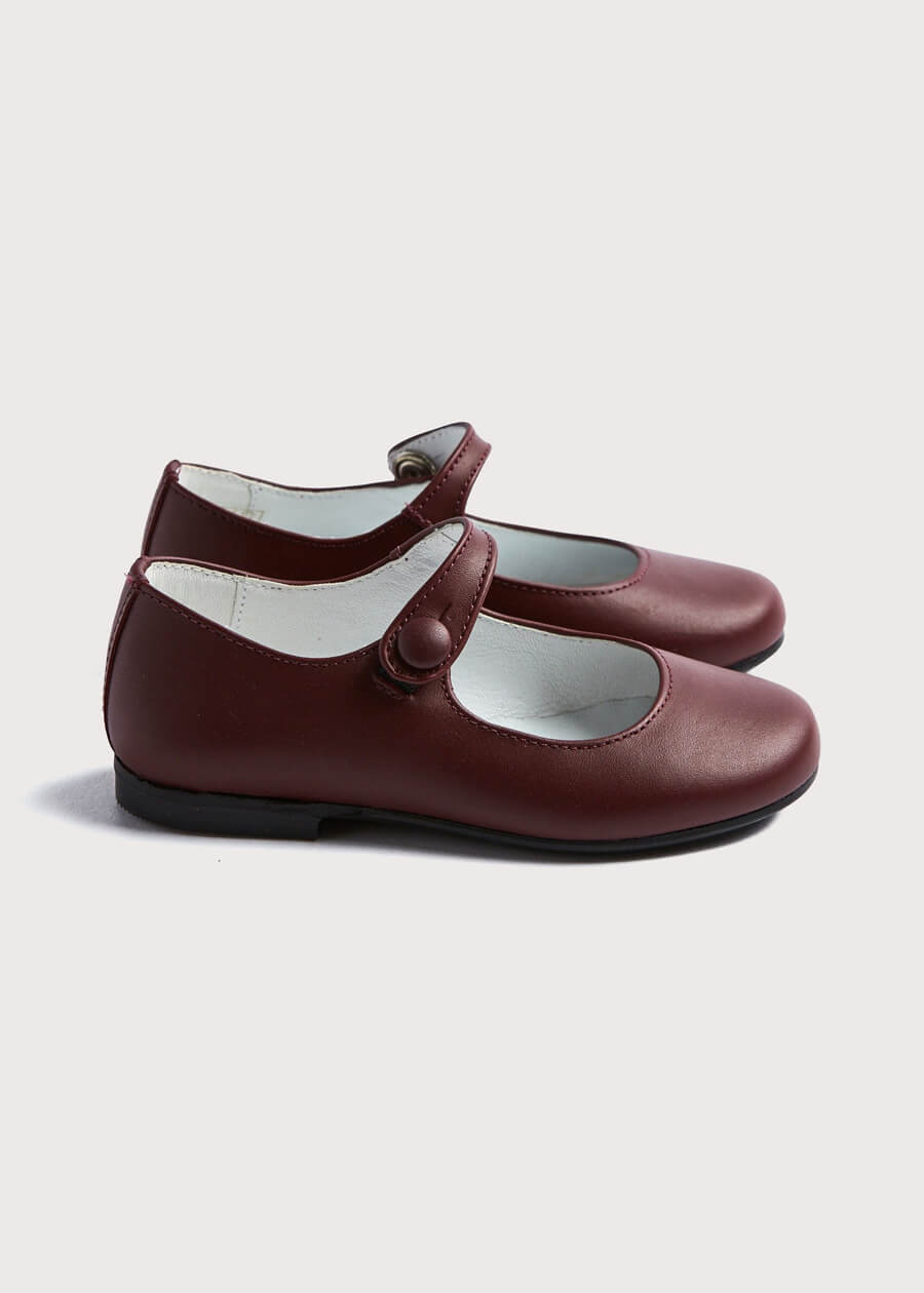 Leather Mary Jane Shoes in Burgundy (24-34EU)