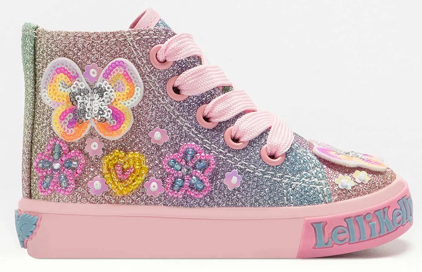 Lelli Kelly LK 2023 Paloma Multi Glitter Butterfly Sparkle Baby Boots HI-Top