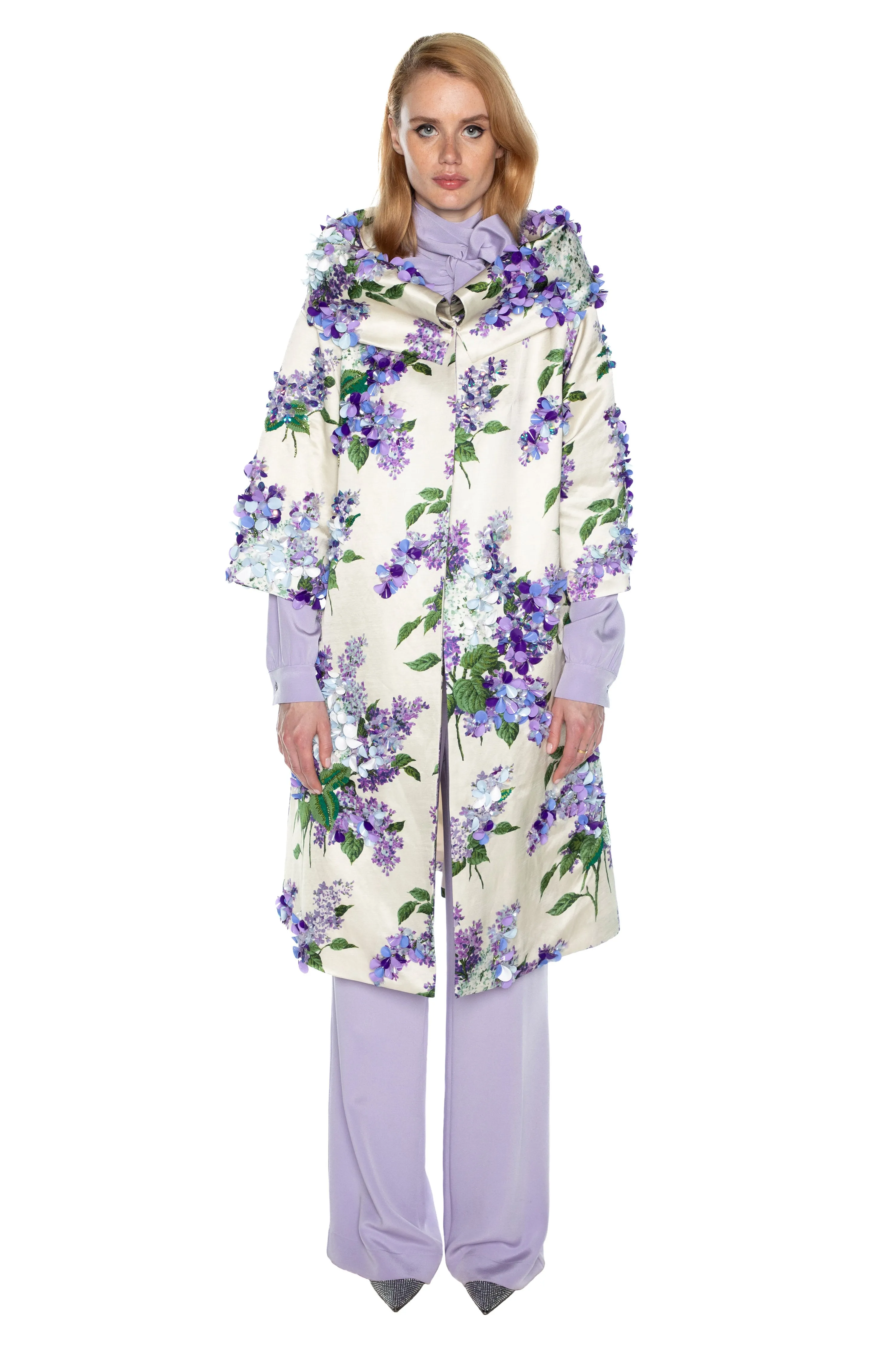 'LILAC GARDEN' EMBELLISHED JACKIE OPERA COAT