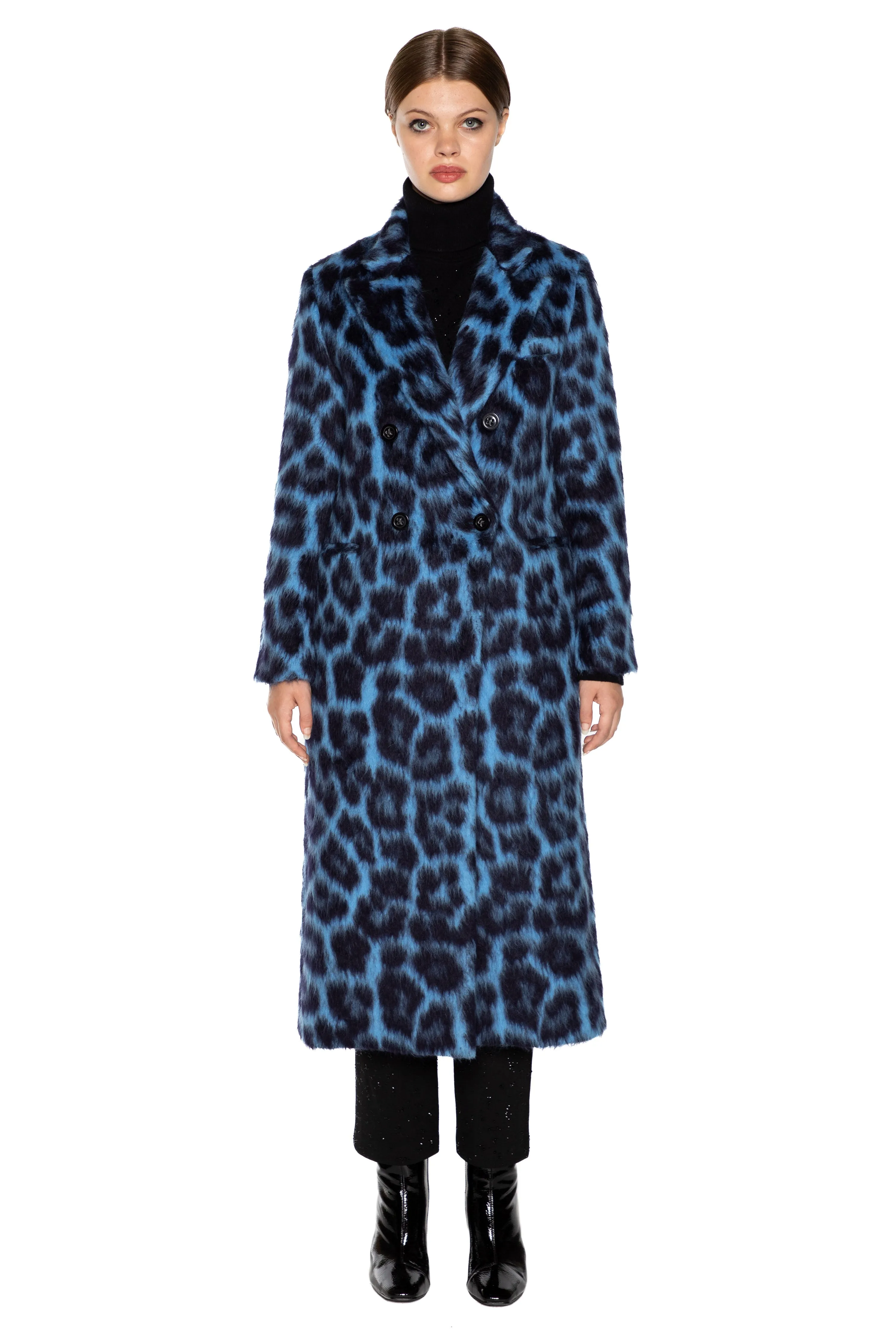 'LONDON LEOPARDO' MIDI LENGTH DOUBLE BREASTED COAT