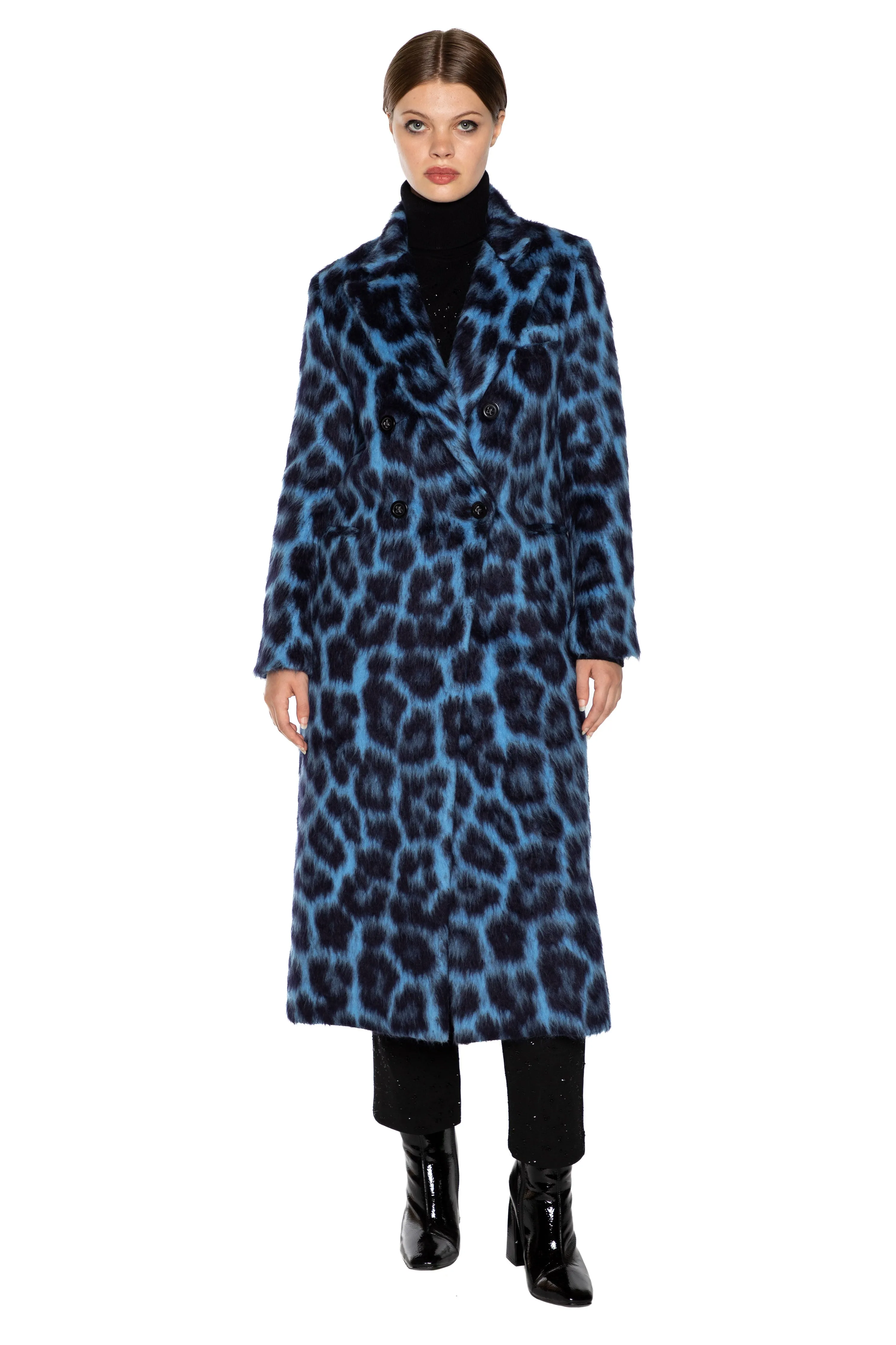 'LONDON LEOPARDO' MIDI LENGTH DOUBLE BREASTED COAT