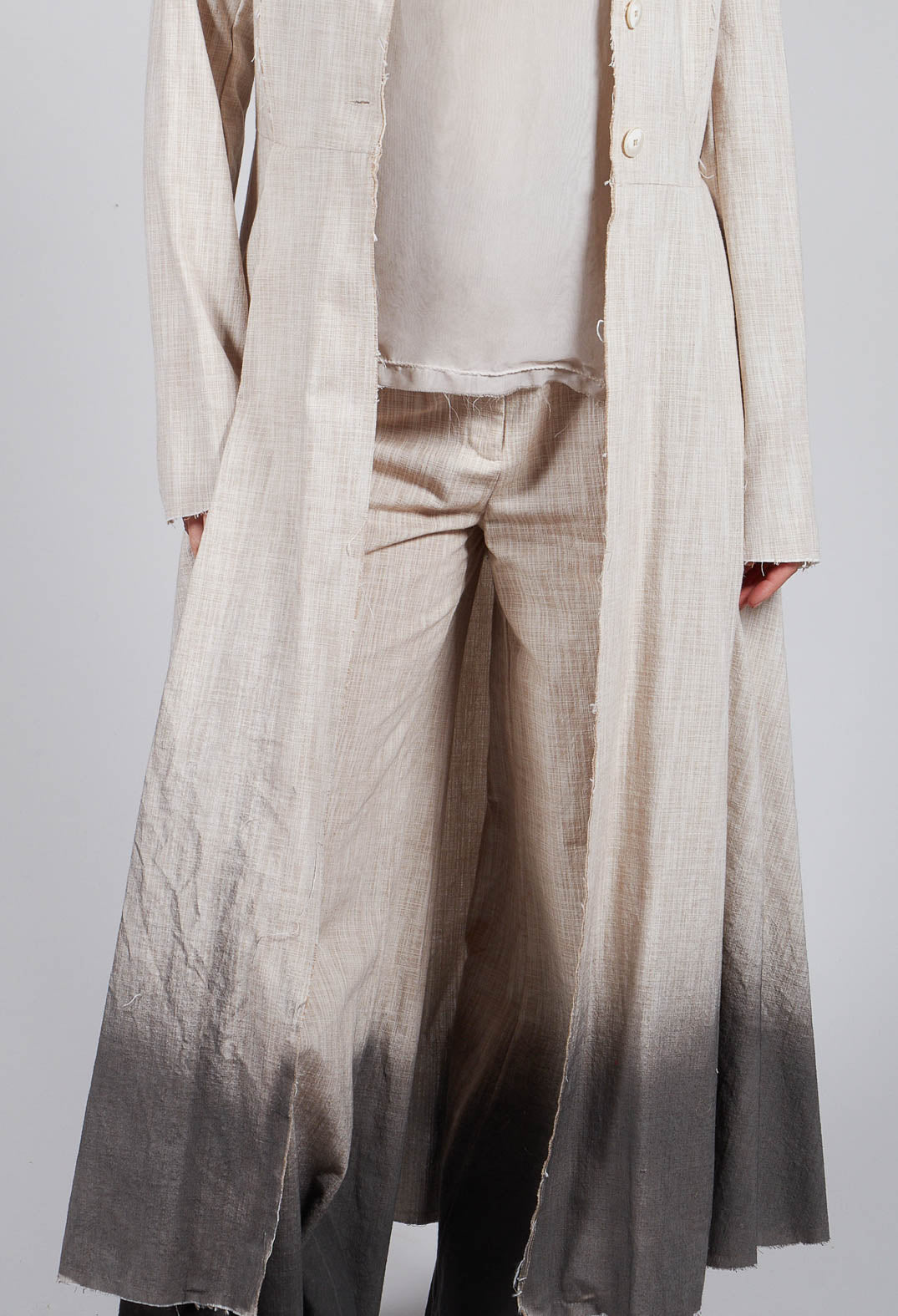 Long Ombre Coat in Cotone Degrade Sand