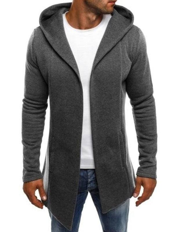 Long Solid Men Hoodie