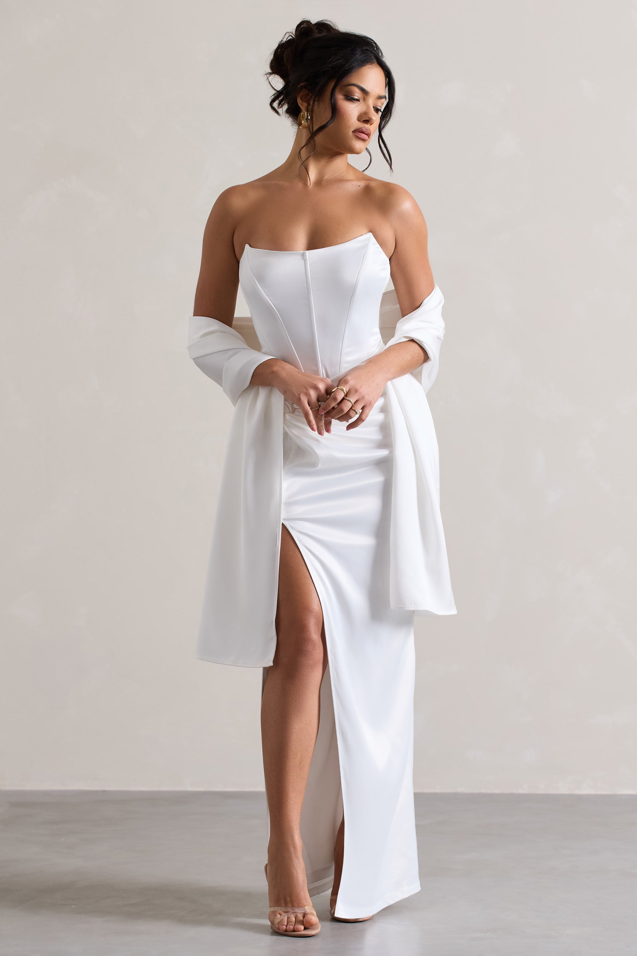 Lush | White Satin Shawl