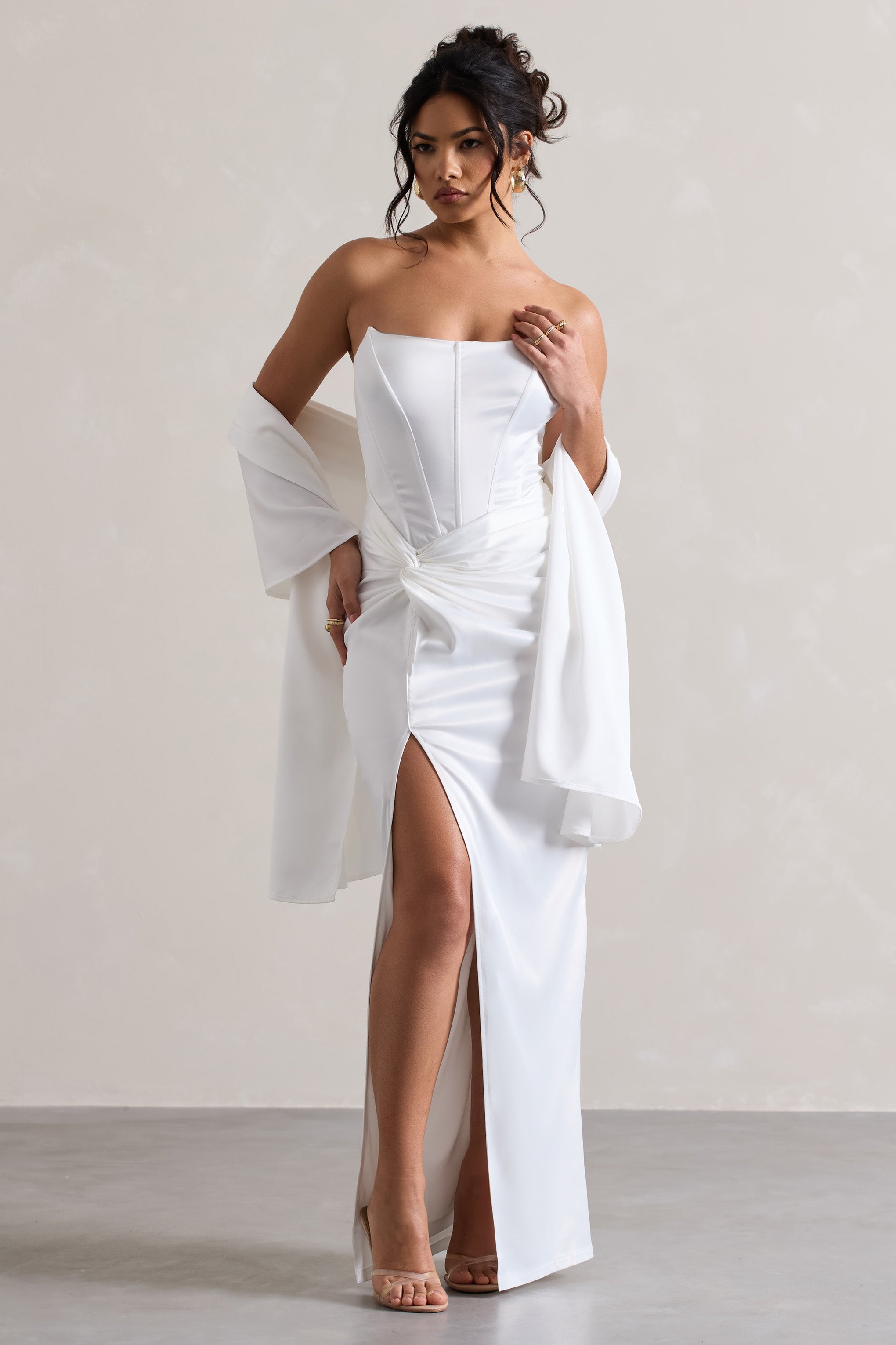 Lush | White Satin Shawl