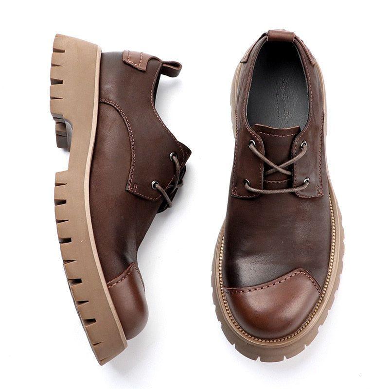 Men's Casual Shoes QD110 - Leather Big Head Platform Oxfords