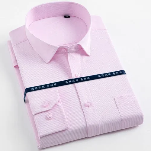 Men's Formal Solid Square Collar Single Patch Pocket Long Sleeve Shirt