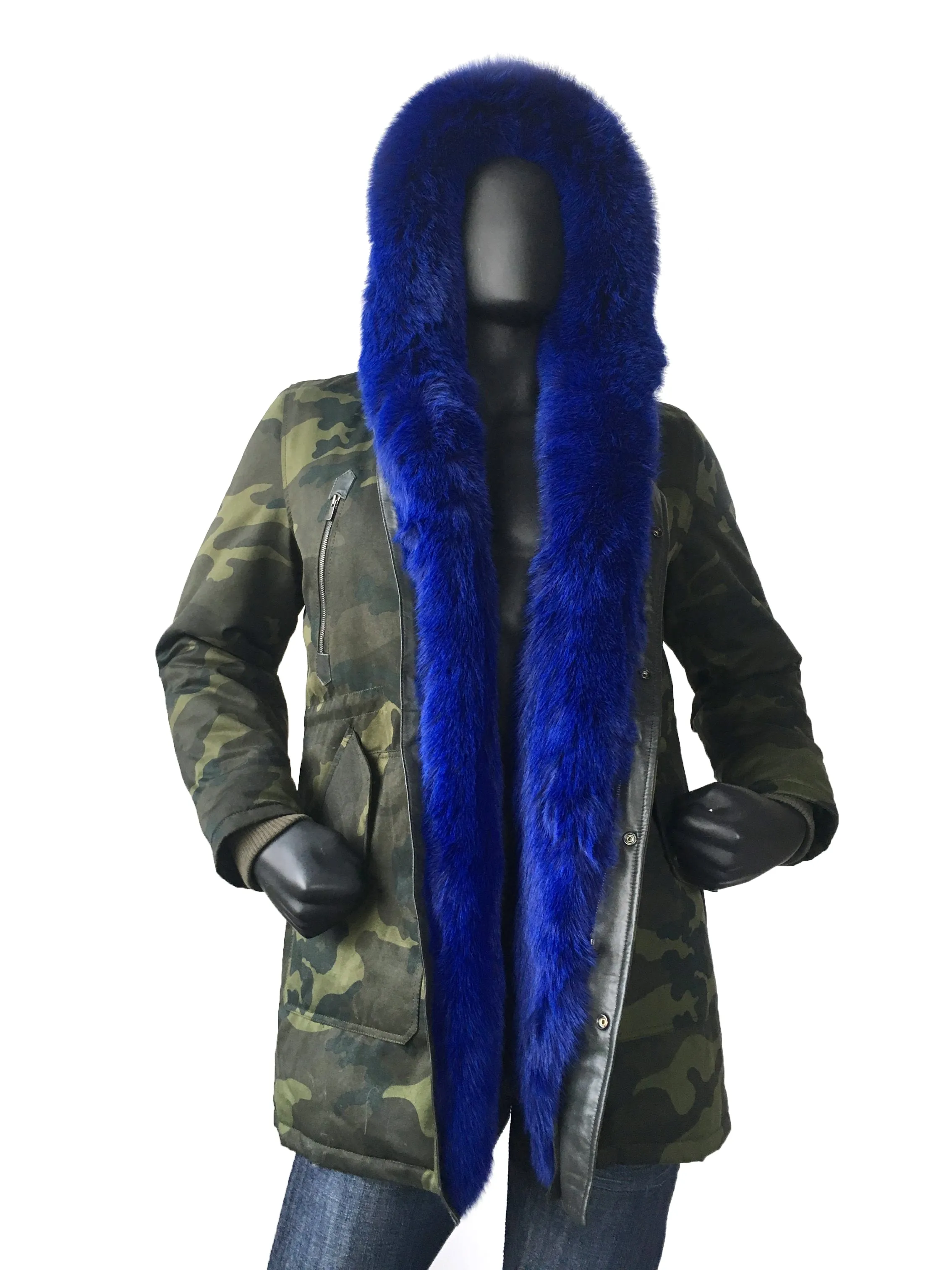 Men's  Genuine Fur Cotton Parka Long Style #102