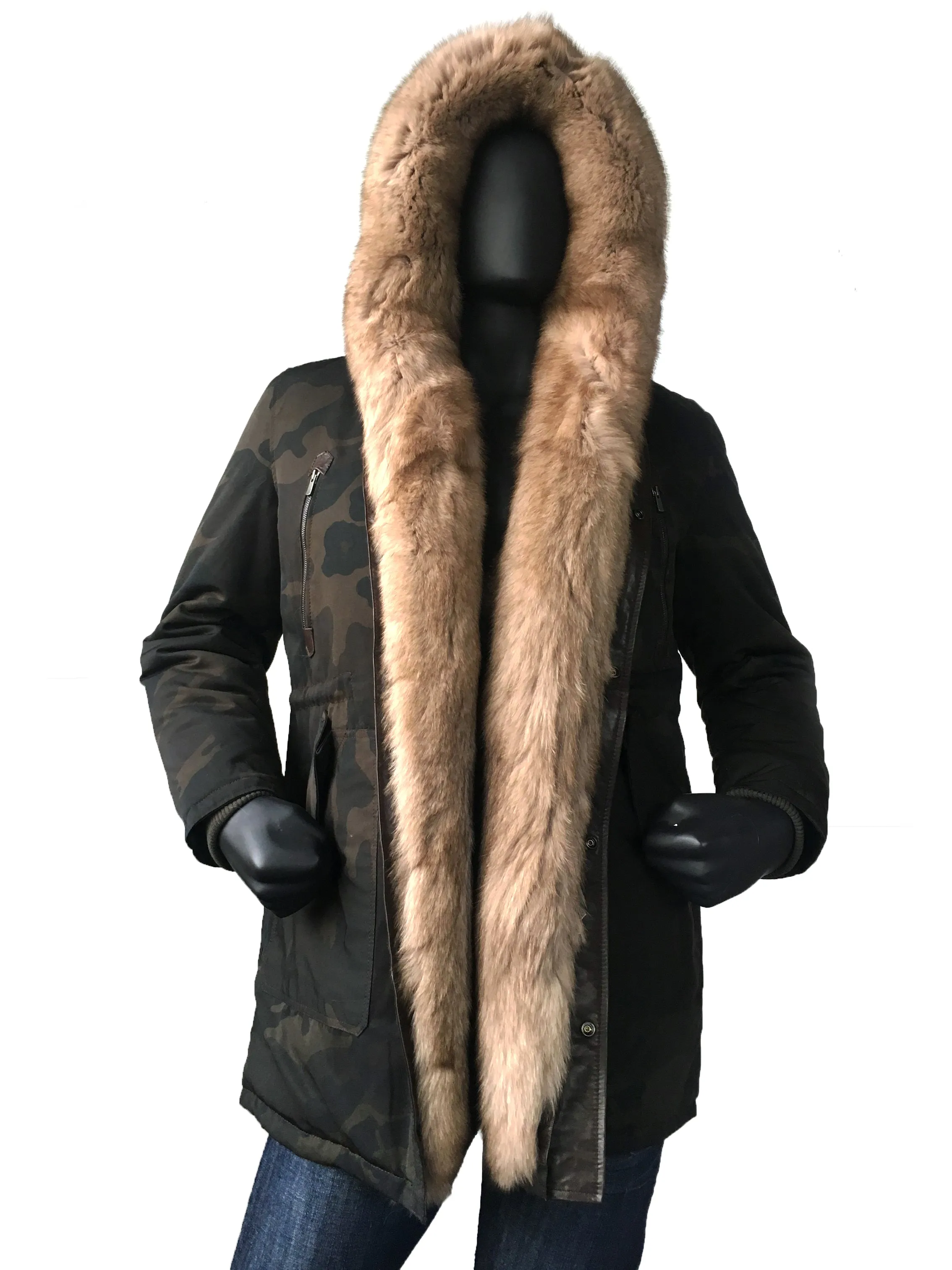 Men's  Genuine Fur Cotton Parka Long Style #102