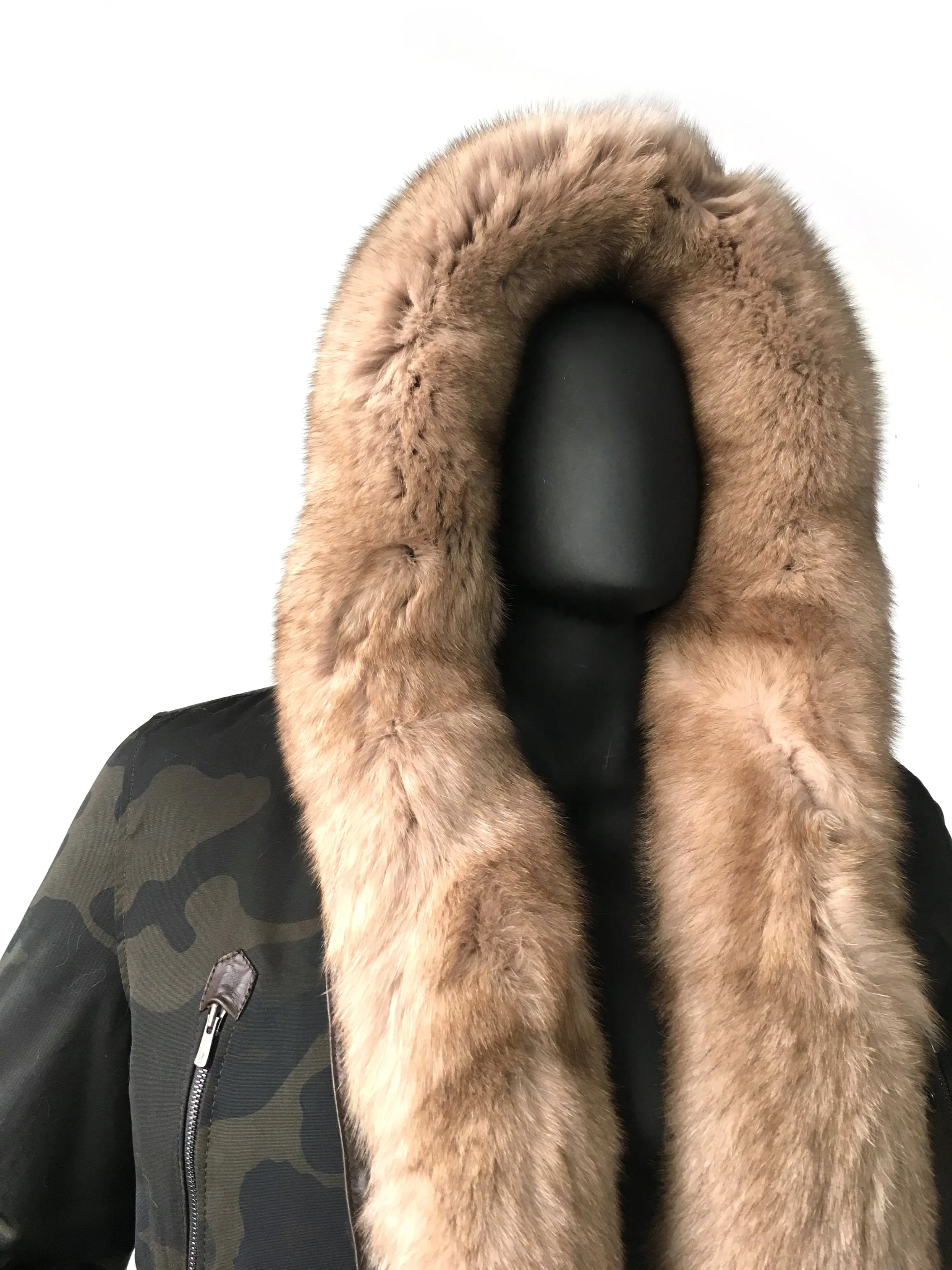 Men's  Genuine Fur Cotton Parka Long Style #102