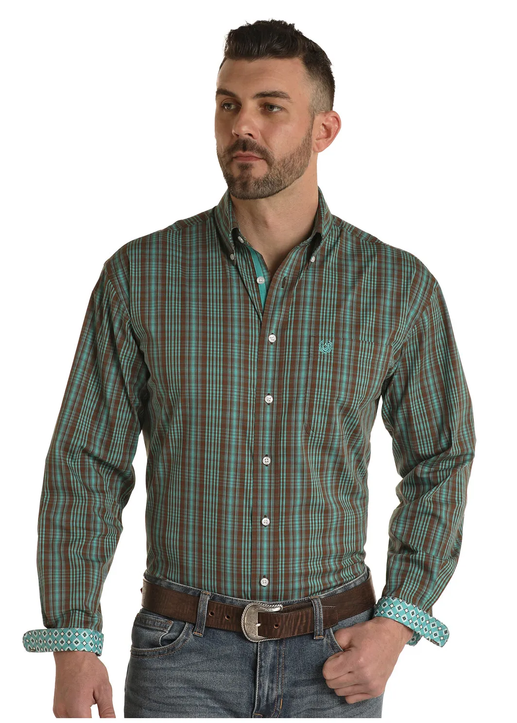 Men's Rough Stock Button Down Shirt #RSMSOBRYT3-C