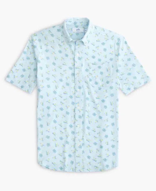 Men's Southern Tide Intercoastal Guy With Allure Heather Short Sleeve Button Down Shirt