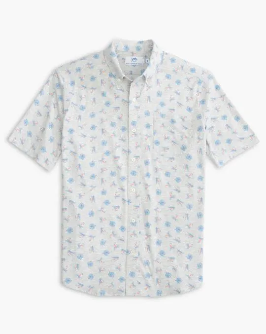 Men's Southern Tide Intercoastal Guy With Allure Heather Short Sleeve Button Down Shirt