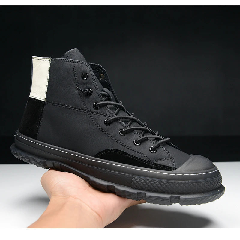 Men's Winter Luxury Genuine Leather Lace Up Casual Ankle Boots